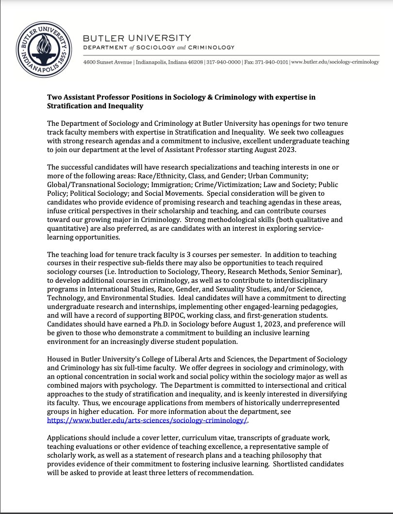 teighamae's tweet photo. Hey Academic Kinfolk, 
My college is hiring two TT positions in Digital/Public History and 19th Century to Reconstruction. AND two TT in Sociology/Criminology. Feel free to reach out with questions or for job market material prep! 
https://t.co/kynRm1qba2 https://t.co/OP1jO0fHlW