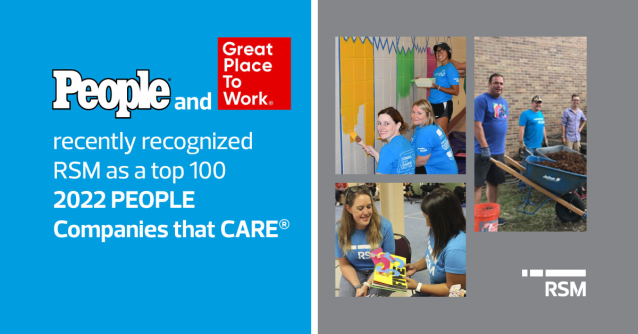 Wow! <a href="/RSMUSLLP/">RSM US LLP</a> was just named by <a href="/people/">People</a> and <a href="/GPTW_US/">Great Place To Work Official</a> to the #100CompaniesCare list for the 2nd consecutive year! #Inclusion #Stewardship rsm.buzz/3D33Tyr