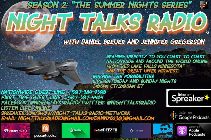 nighttalksradio's tweet photo. Program Information Update:

"Night Talks Radio: LIVE" on Saturday and Sunday Nights will NOW be officially starting at 11:05pm CT/12:05pm ET.

Also, with new extended broadcast time, from 2 hours to 3 hours!!

- Night Talks Radio Network

#NightTalksRadio
#Breuer
#Gregerson https://t.co/ax2sJzlkDi