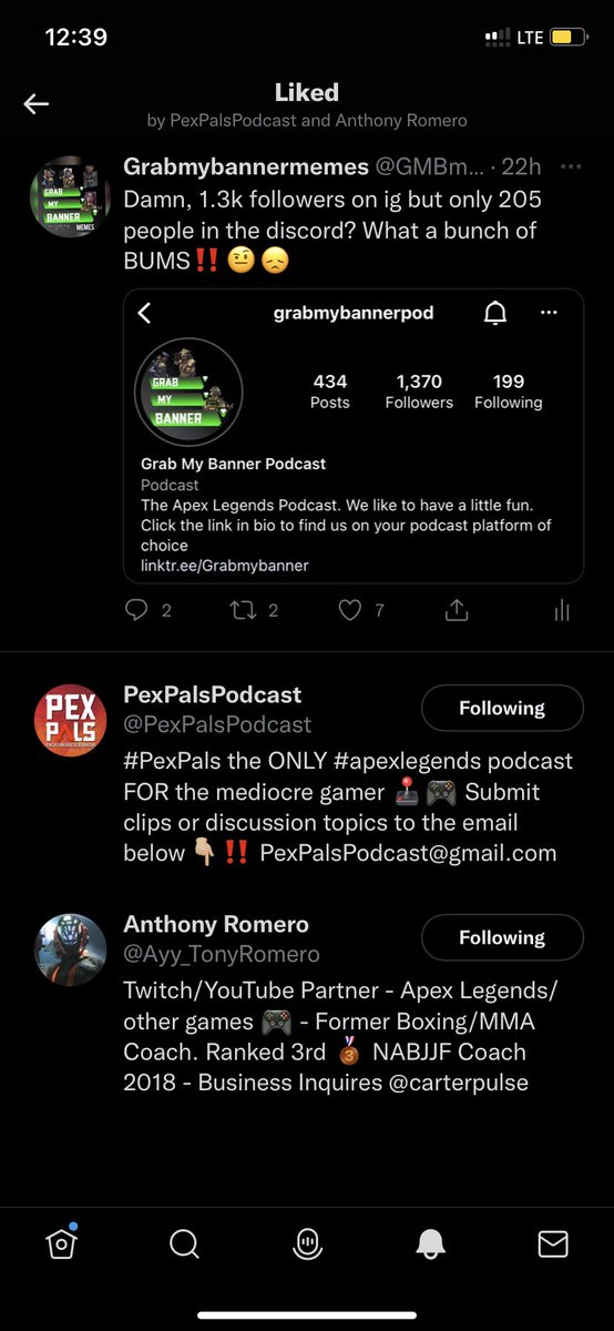GMBmemes69's tweet photo. TMW two absolutely MASSIVE content creators like your tweet 😳😳 @Ayy_TonyRomero @PexPalsPodcast much love to you boys https://t.co/ba4I1K4gC6