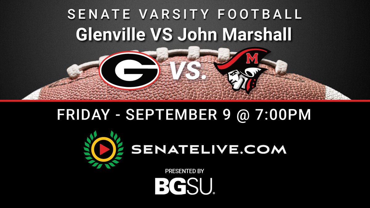 SenateLive's tweet image. You can watch Glenville vs. John Marshall Varsity Football on senatelive.com FREE! - Friday, Sep 9 @ 7:00 PM.  #SenateLiveDW 
@CLEMetroSchools @CLESenateSports @DistrictWON