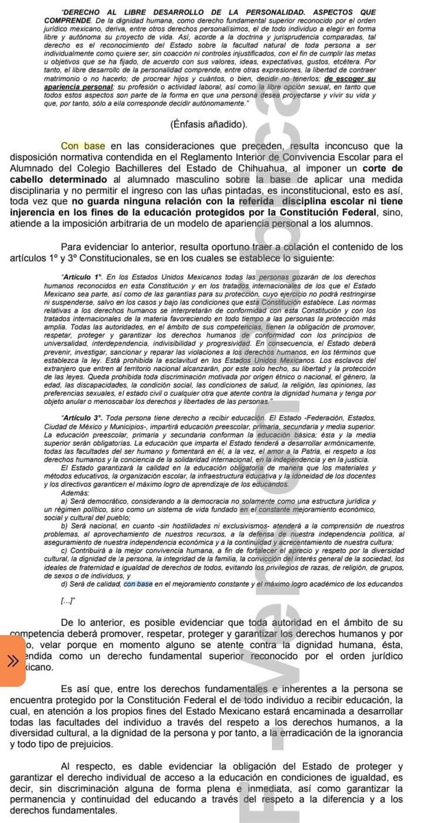 campoy_samuel's tweet photo. Obtiene #amparo alumno del Colegio de Bachilleres contra #obligación de cortarse el cabello y despintarse las uñas.

Leo sus comentarios. 

Aquí dejo el link,para descargar la resolución completa:👇

🔗 https://t.co/iO7wernML6 https://t.co/4RTtSl70eB