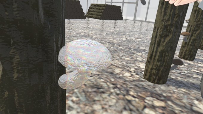 Just きのこでクリスタルきのこ採取
そして生産者表示 #VRChat 