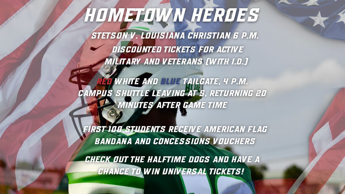 Join us this Saturday as the Hatters take on Louisiana Christian and we honor our military! Thank you for your service! #HatAttack