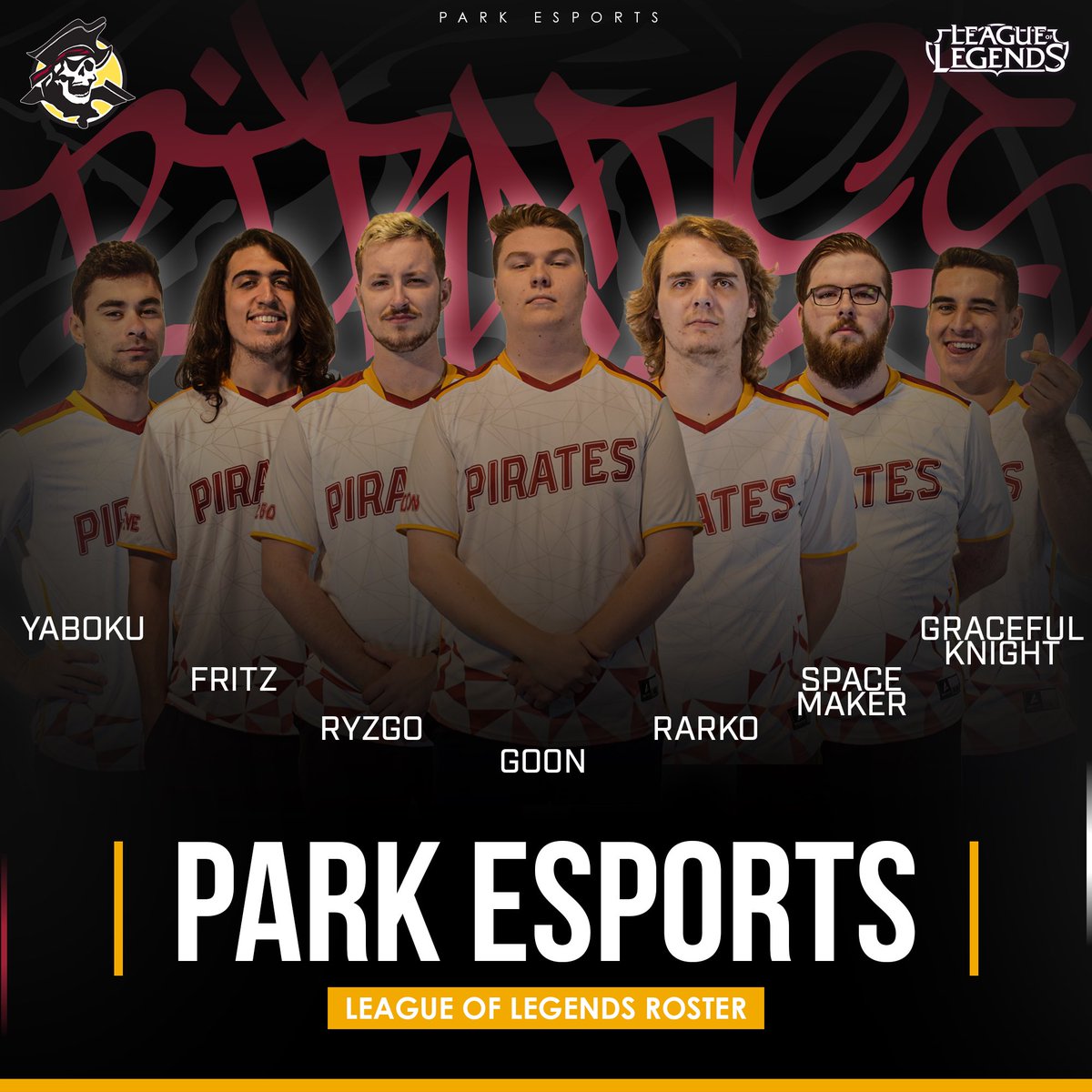 Introducing🥁🥁🥁 this years LEAGUE OF LEGENDS ROSTER!! 🏴‍☠️ Get HYPE!
Not pictured: Dalton “Proxy” Dawson 
•
•
•
#esports #leagueoflegends #parkuniversity #pcgaming #parkvillemo #kcmo #kansascity #gaming #pirates