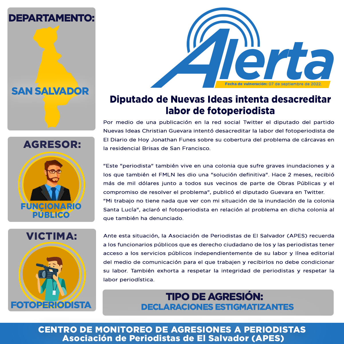 apeselsalvador's tweet photo. 🔴#Alerta || Diputado de Nuevas Ideas intenta desacreditar labor de fotoperiodista de @elsalvadorcom  🎙️🎥.
🗣️APES exhorta a respetar la integridad de periodistas y respetar la labor periodística. https://t.co/YcRgeiE8IY