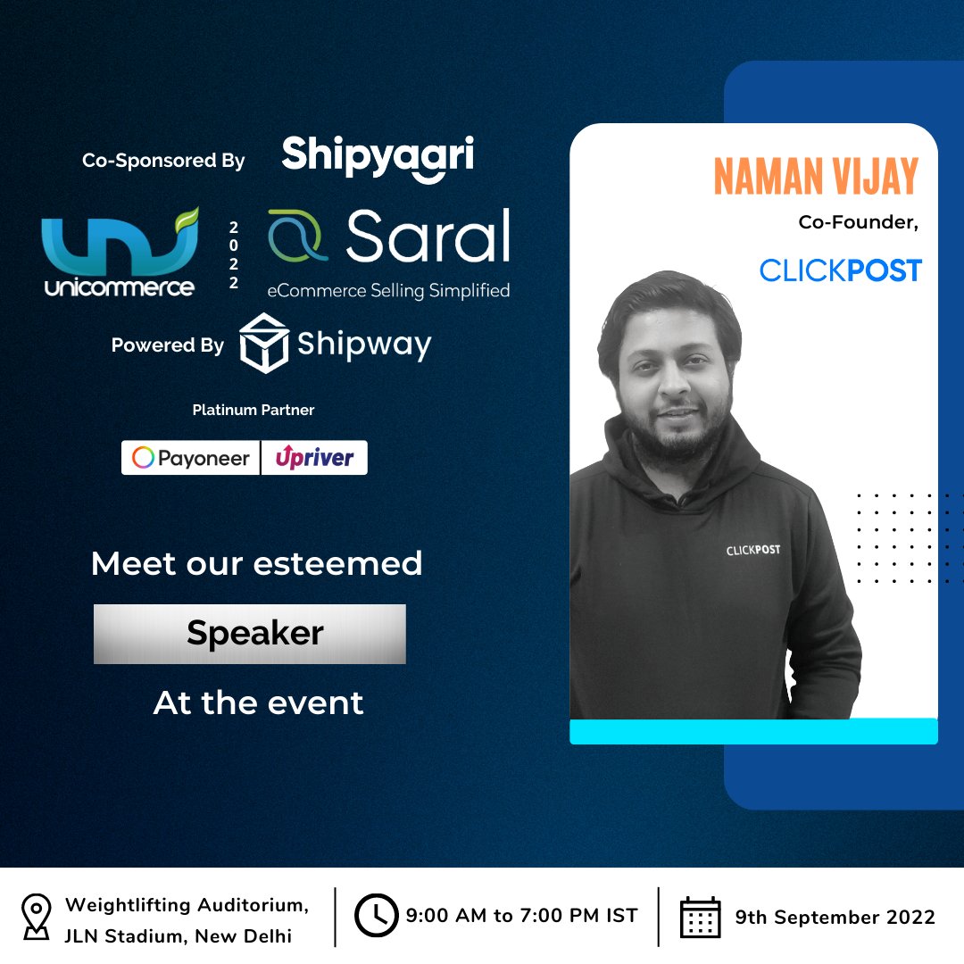 Unicommerce_'s tweet image. Naman Vijay, Co-Founder of ClickPost, has been an entrepreneur ever since his college days in the prestigious institute - #IITDelhi. After his graduation, he had a brief stint at Barclays bank but later chase his dream of launching #Clickpost in 2017.