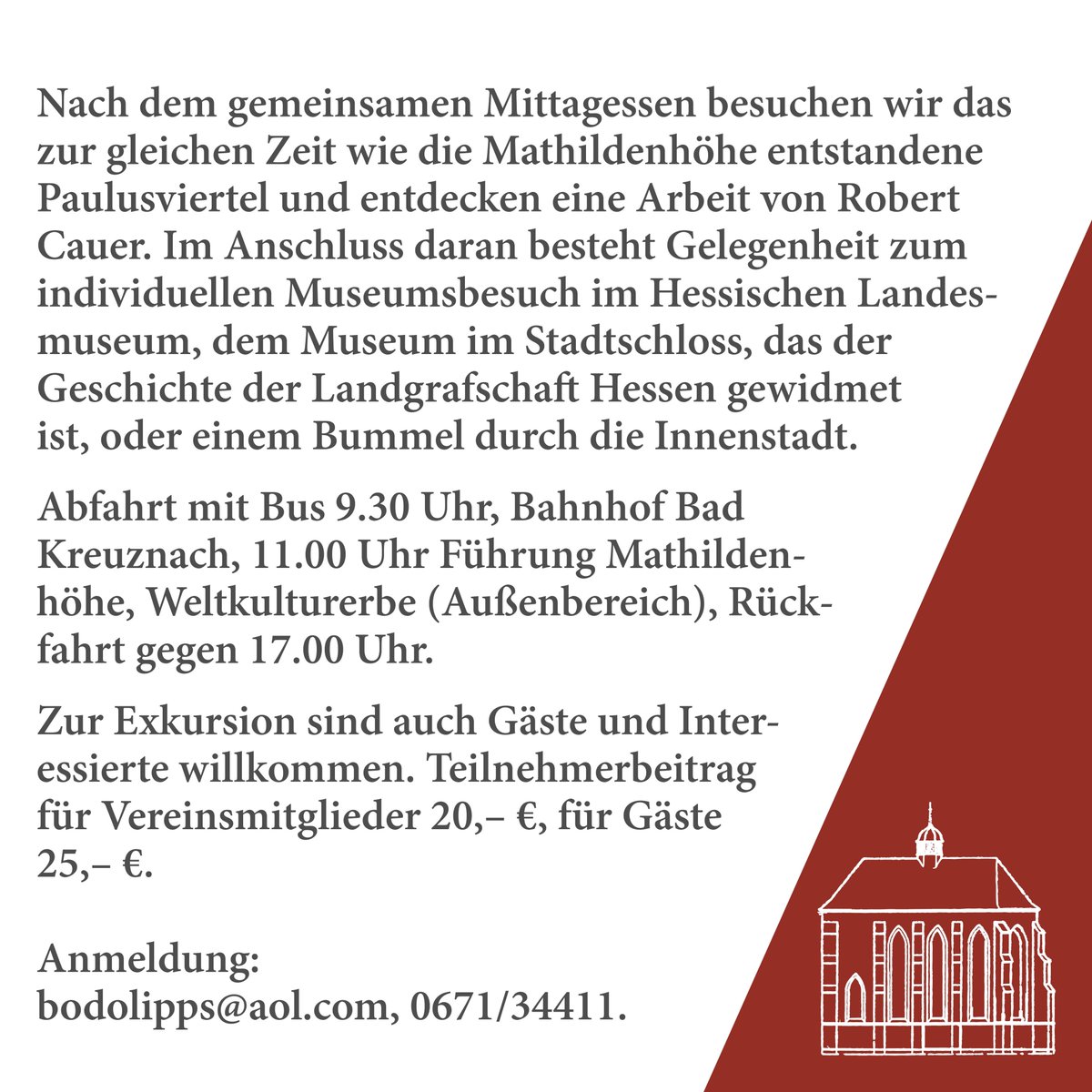 HeimatkundeKH's tweet photo. #badkreuznach #heimatkunde #heimatkundeverein #heimatkundeKH #geschichte #heimat #verein #darmstadt #Mathildenhoehe #Weltkulturerbe #Jugendstil #Exkursion #Hochzeitsturm #Kuenstlerkolonie #Platanenhain #Paulusviertel #RobertCauer #museum #Stadtschloss #HessischesLandesmuseum https://t.co/2I37nwM7iD