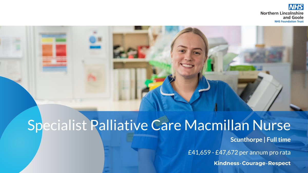 An exciting opportunity has arisen for a highly motivated, forward thinking nurse to join our Macmillan Specialist Palliative Care Team based at Scunthorpe General Hospital in order  to facilitate moving towards providing a 7 day service. bit.ly/3qg1jxt