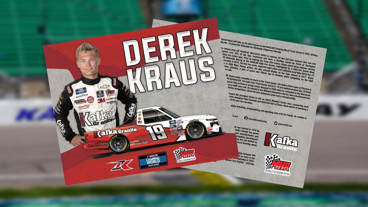 Excited to have @KafkaGranite back on board the No. 19 at <a href="/kansasspeedway/">Kansas Speedway</a> this weekend!

Like and RT this post + follow @KafkaGranite and I to be entered to win one of this year's hero cards! 3 winners will be chosen later this week. I'll sign them before they go out✍️