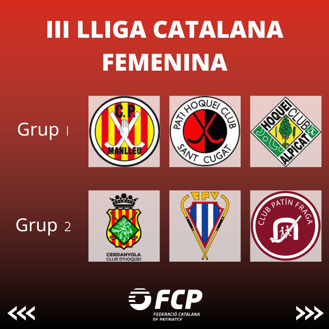 FCPatinatge's tweet photo. [🏑] 🤩 Els grups de la fase inicial de la III Lliga Catalana femenina.

Grup 1: @cpmanlleu, @phcsantcugat, @HCAlpicat.

Grup 2: @cerdanyolach, @cpvoltrega, CP Fraga.

Grup 3: @IgualadaFHCP, @CHPBiR, @CHMataro.

#OKLligaCATFem https://t.co/z7UZZOkUOd