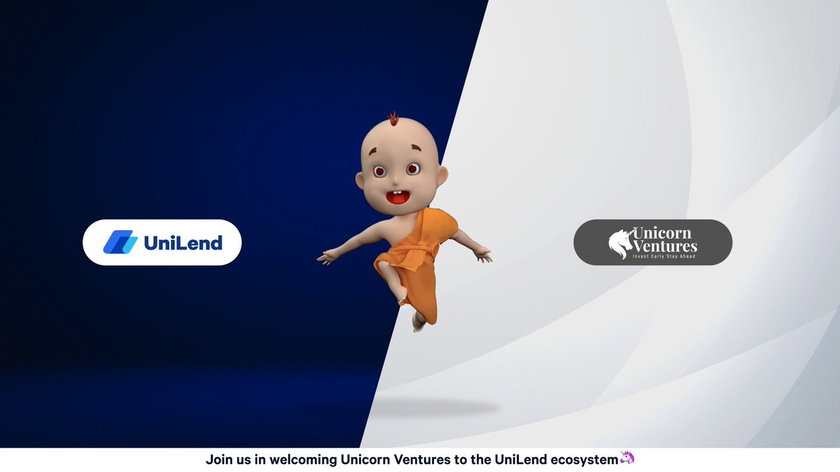 UniLend_Finance's tweet photo. Join us in welcoming  @ventureUnicorn1 to our ecosystem🦄

🤝Unicorn Ventures will help us to connect &amp; onboard projects for further collaborations. 

🌈We will share resources to get more exposure to each other's community.

🥂Together we will push the boundaries of #DeFi https://t.co/1uPMGdKOBS