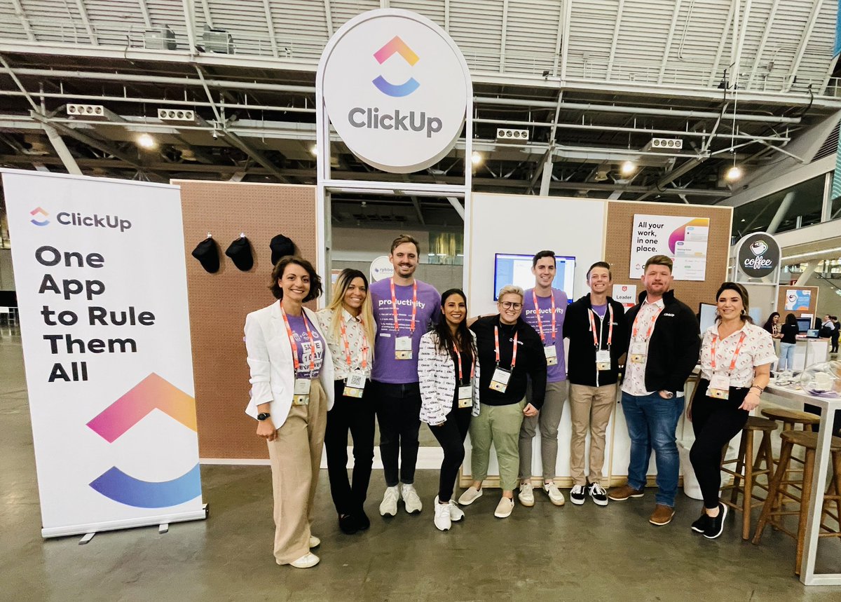 Hey, #Boston We're at #INBOUND22  <a href="/HubSpot/">HubSpot</a> and would LOVE to meet you 😃

Swing by booth #51 for a productive convo, some swag, and a demo of <a href="/clickup/">ClickUp</a>!