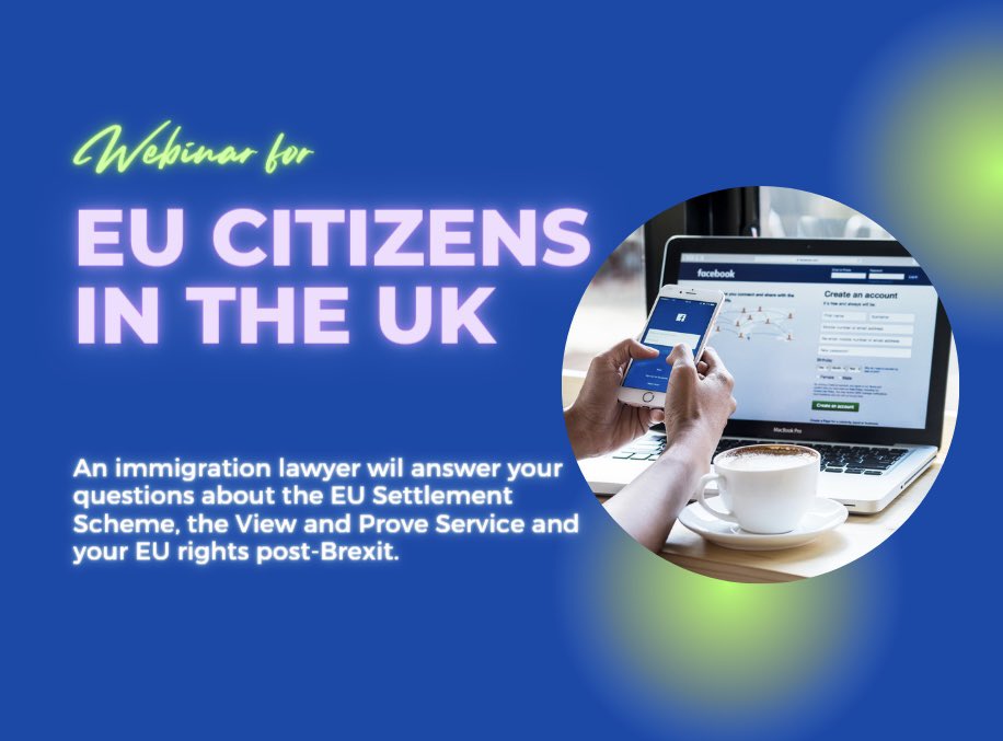 ❗️Our webinar for EU citizens in the UK 🇪🇺🇬🇧starts TODAY at 17.30. 👉join our Q&A with an immigration lawyer who will answer your questions about the EU Settlement Scheme and your rights in the UK. ℹ️Watch live on our Facebook page facebook.com/euinuk