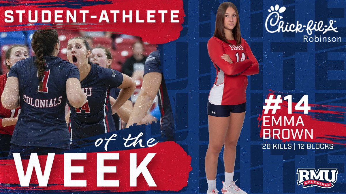 Here they are‼️ Your <a href="/CFARobinson/">Chick-fil-A Robinson</a> Student-Athletes of the Week for Sept. 7, 2022‼️

⛳: Alex Seelig - <a href="/RMU_Golf/">RMU Golf</a>

🏐: Emma Brown - <a href="/RMUVolleyball/">RMU Volleyball</a>

#BobbyMo | 🔵⚪🔴 | #RMUnite