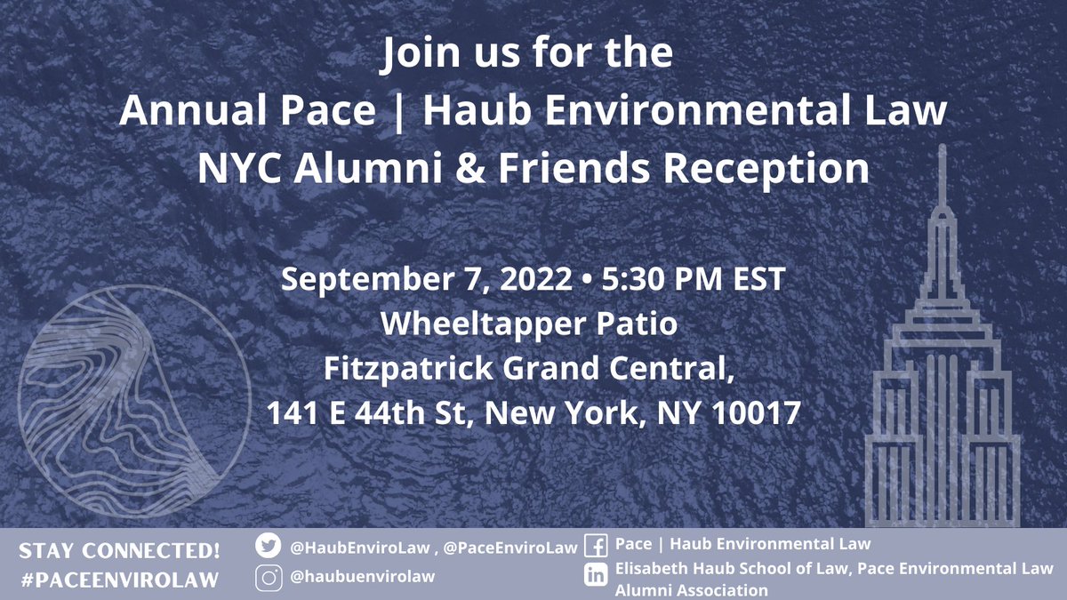 TODAY! Celebrate stellar @HaubEnviroLaw @HaubLawatPace alums like Jessica Steinberg Albin & Sam Capasso, our 2022 Robinson Award recipients, with us! More to come! Register: docs.google.com/forms/d/e/1FAI…

@PaceEnviroLaw @PaceEnvtLRev @PaceEnvClinic @pacefoodlaw @EnergyPace @GlobalCELS