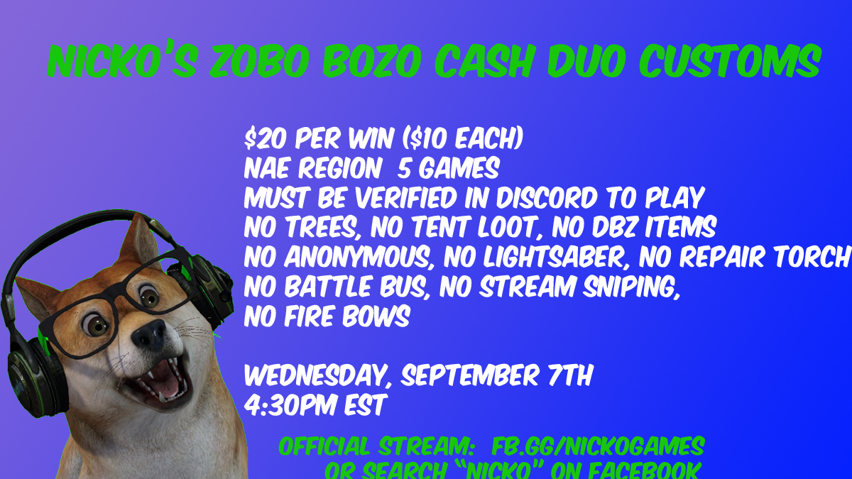 Nicko1117's tweet photo. Attention Zobo Players. Rocking my 4th Zero Build Event Today.  Retweets appreciated. Hope to see u there! <3 

https://t.co/VQo2lLe192 https://t.co/1W3xBei5ua