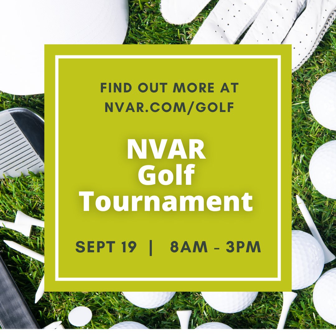 The NVAR Golf Tournament is less than 2 weeks away! Will you be joining us!?!? Learn more at NVAR.com/golf!