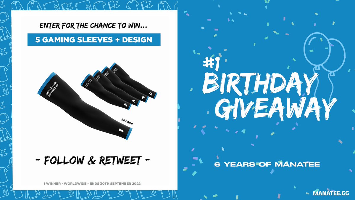 ManateeGG's tweet photo. 🚨 BIRTHDAY GIVEAWAY #1. WIN 5 Gaming Sleeves + custom design! 💪🏻 

+ Follow @ManateeGG 💙
+ Retweet this post! 🔁

Your teammates will thank you for entering this. 🏆 LET’S GO! https://t.co/bBJG3MsZgO