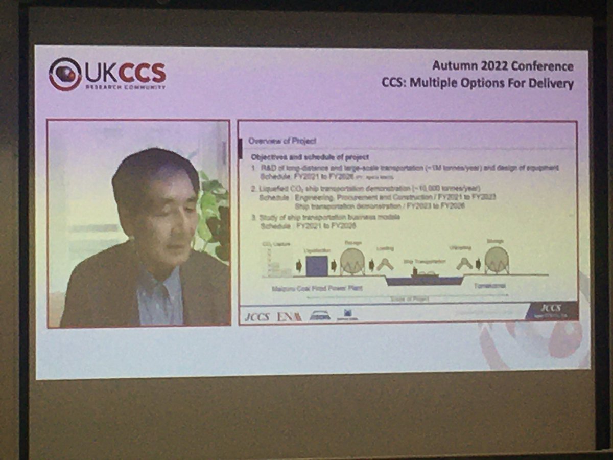 siqiwang55's tweet photo. Moving on to East Asia, Yoshihiro Sawada from Japan CCS presents future CCS research plans from the Japanese government, including survey on potential storage locations and long-distance CO2 ship transportation project. #UKCCSRC2022 @UKCCSRC https://t.co/5HGRBBWuIB