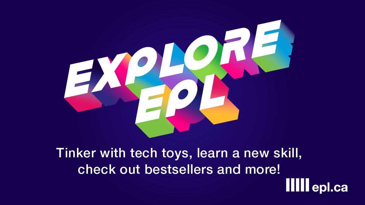 EPLdotCA's tweet photo. The Library is a fun world ready to be explored!🎇 Join us for an Open House on Saturday, Sept. 24 from 10 a.m. to 6 p.m. with exciting activities, awesome classes, and more. Plus, let our amazing staff point you to your next favourite read: https://t.co/MplNPyKASP #ExploreEPL https://t.co/yboL7Bc9YI