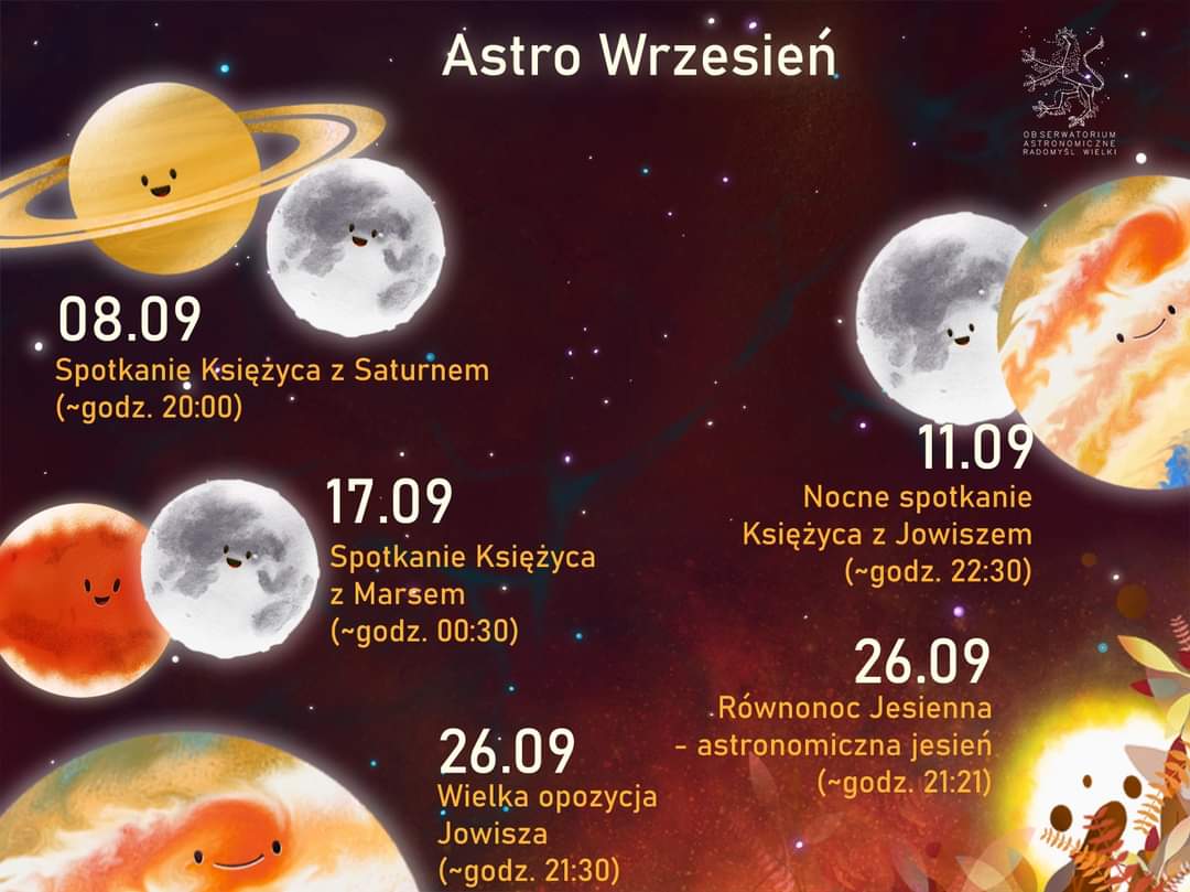 AstroWielki's tweet photo. Conjunctions of the #Moon with #Saturn, #Jupiter and #Mars, Jupiter at opposition, as well as the autumn #equinox to characterize this month's night sky.

#AstroNight https://t.co/oOAPQM7grf