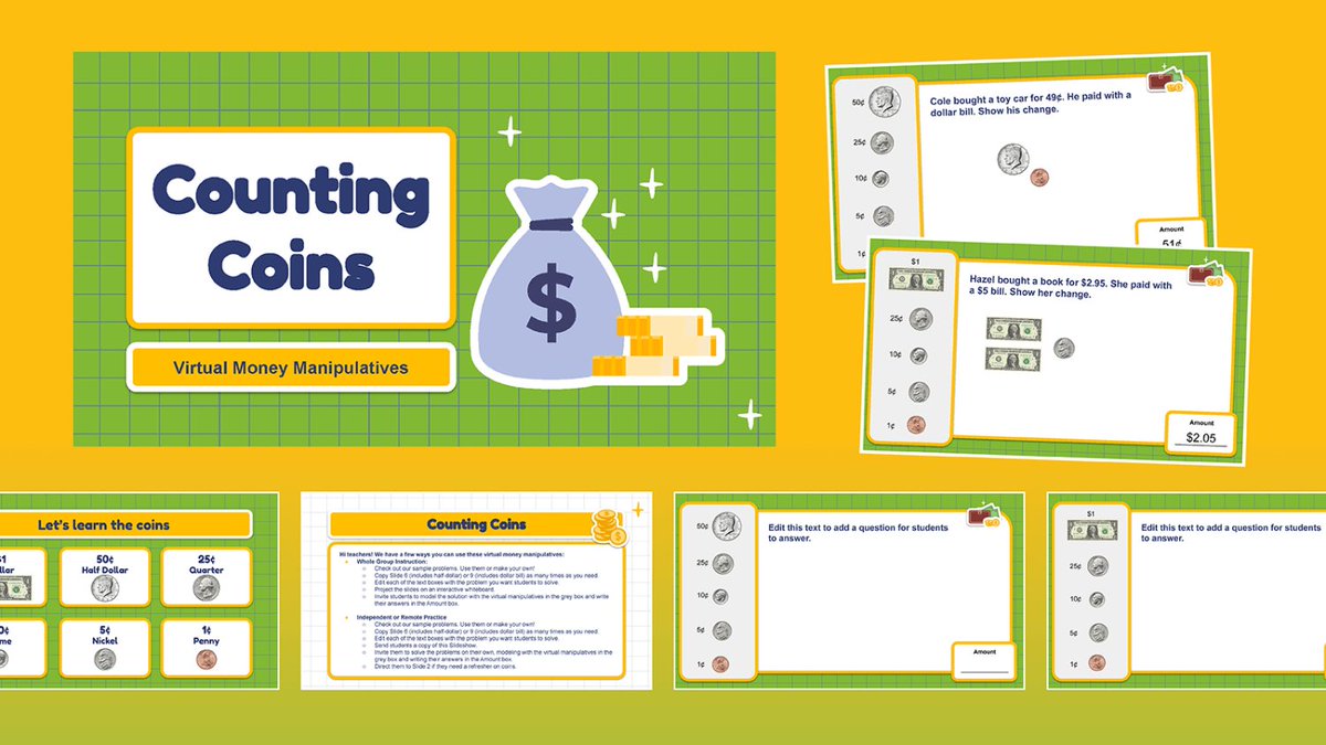 WeAreTeachers's tweet image. Use our virtual dollars and coins to solve money-based problems. bit.ly/3epYbwc #sponsored by @AskRegions #moneymath #elemchat