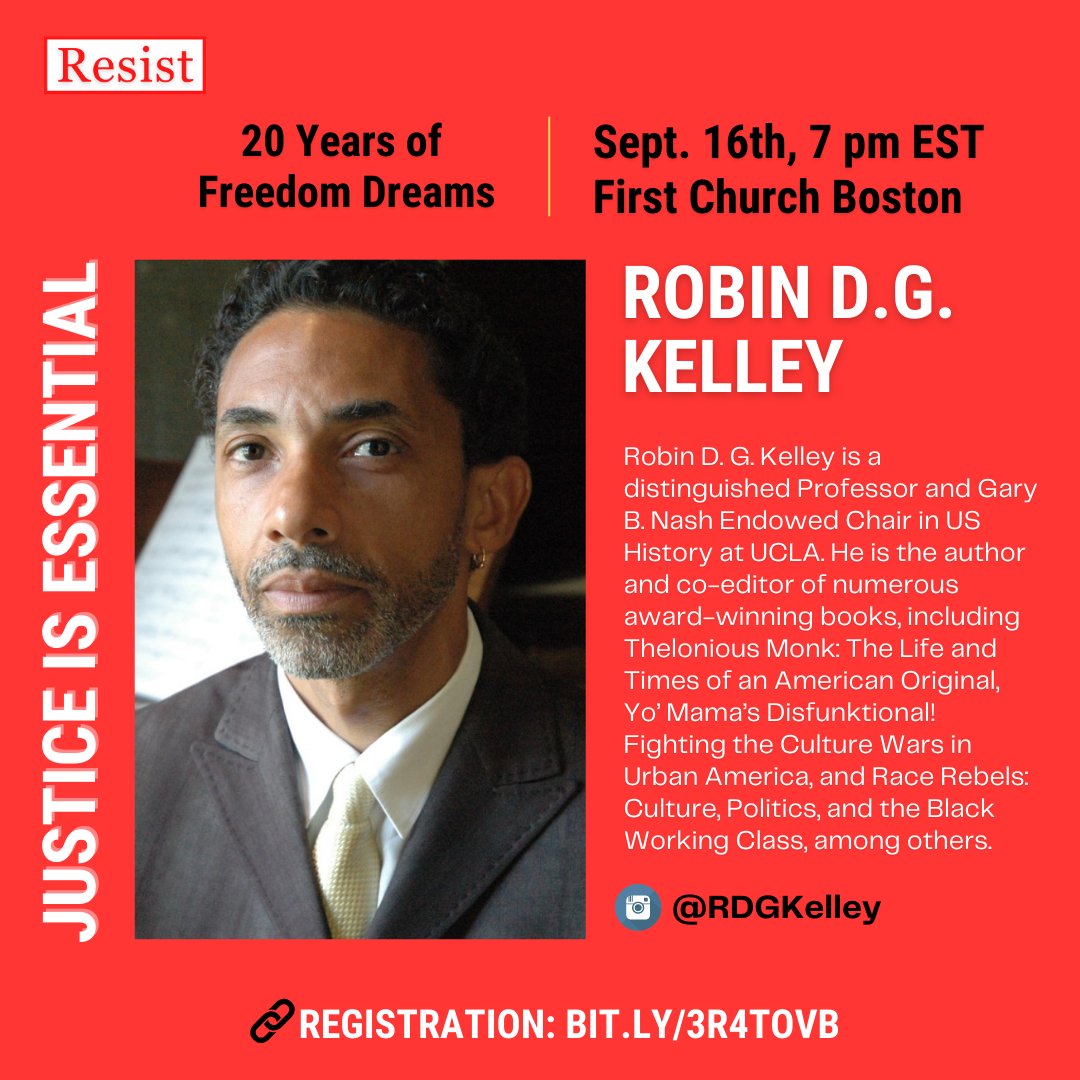 We are 9 days away from the first Justice is Essential event with Nyle Fort and Robin D.G. Kelley! 

Registration is here: bit.ly/3R4TOVB
