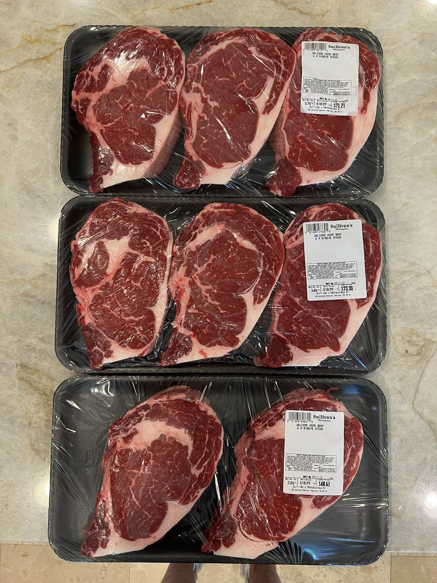 edger54's tweet image. @BeefHome The most beautiful sight in the world!  1/2 inch fresh cut ribeyes by the wonderful butcher at Sullivan’s in Gluckstadt!  #WHB