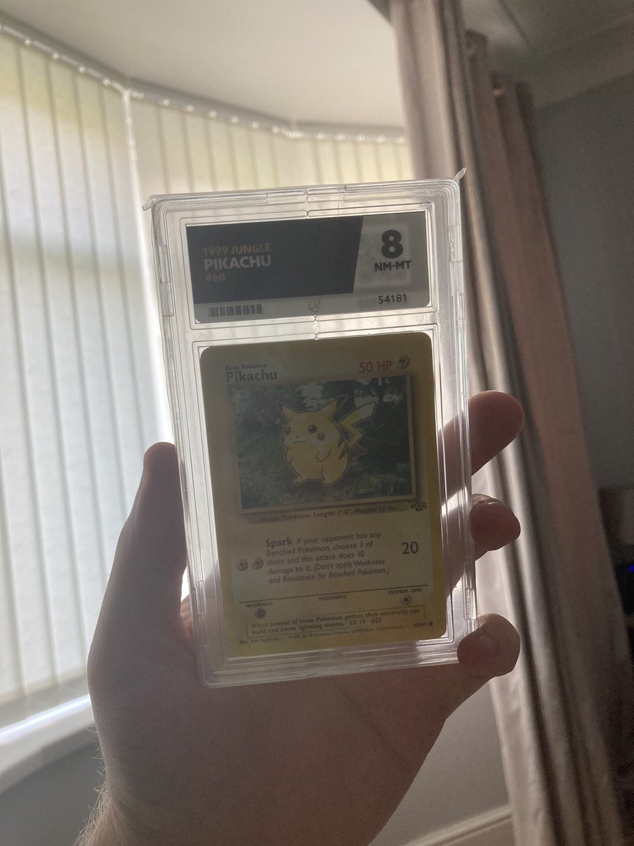 Pokebrad7's tweet photo. Do you want to win this graded jungle Pikachu? 

Head over to this link and enter via my YouTube video! https://t.co/v9HZbcqq2p

If you want to retweet this out to get more people involved that would be hype 😎🔥 #Giveaways #pokemongiveaway

 Giveaway will close on Monday 12th! https://t.co/0UYvb3ZJ5b