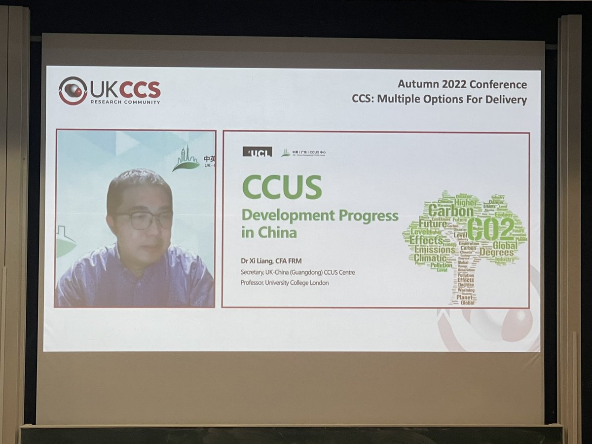 ZiqiShen0106's tweet photo. Our last speaker, Xi Liang from UCL and Guangdong CCUS, is giving a brief overview for CCS applications in China.#UKCCSRC2022 @UKCCSRC https://t.co/AK5ngQutuV