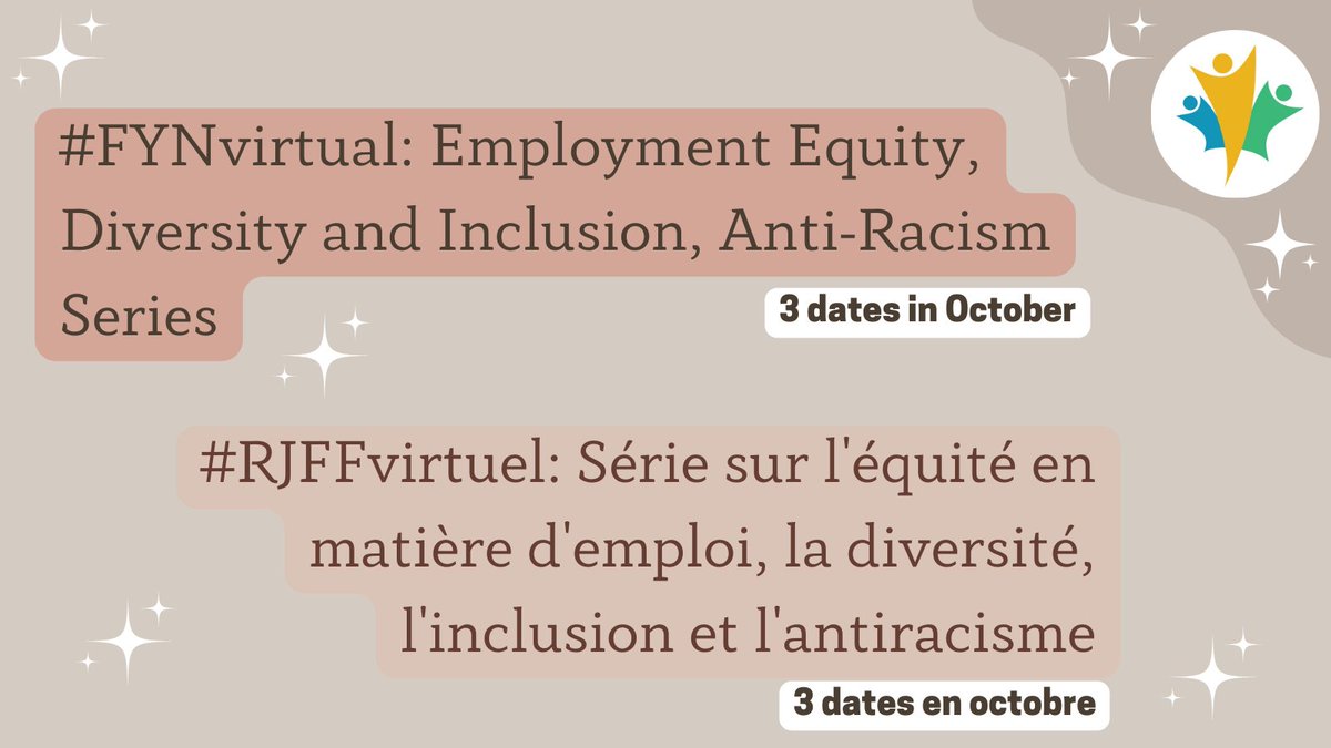 FYN_RJFF's tweet photo. Have you missed our #EmploymentEquityDiversityandInclusionAntiRacismSeries (EEDIAR for short π)? Well, you can now register for the brand new fall lineup featuring some very insightful guest speakers! π€© Register before it's too late: #FYNVirtual https://t.co/NmFokvjcdV https://t.co/cEctcBjGL8