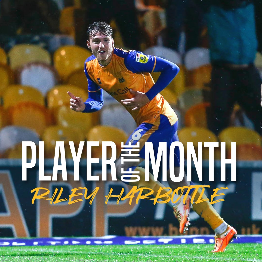mansfieldtownfc's tweet photo. 🏆 Defender @riley_harbottle has been crowned Stags' Player of the Month from August 2022.

👊 𝗖𝗼𝗻𝗴𝗿𝗮𝘁𝘂𝗹𝗮𝘁𝗶𝗼𝗻𝘀, 𝗥𝗶𝗹𝗲𝘆!

#Stags 🟡🔵