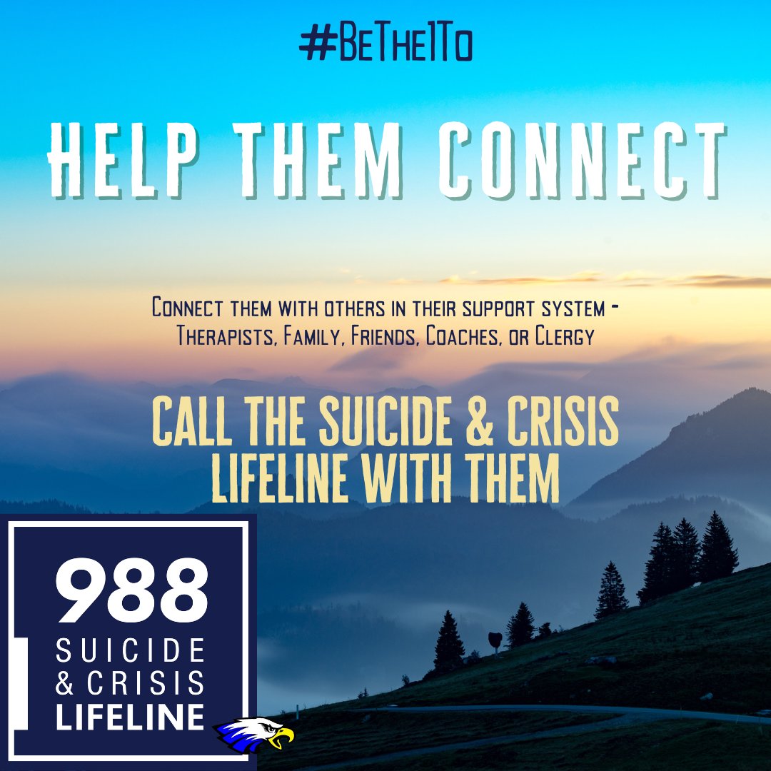 💙
HELP THEM CONNECT
Connect them with others in their support system. Call the Suicide &amp; Crisis Lifeline with them.
💙
If you are struggling, call or text 988, or start a chat at 988lifeline.org/chat/ to get help.
#SuicidePreventionMonth2022 
#HoldenEagles 🦅