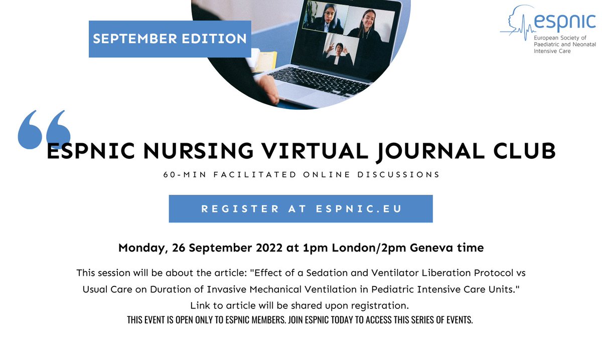 ESPNIC_Society's tweet photo. ๐Count down for the next edition of the #ESPNIC Nursing Virtual Journal Club on September 26th!!!
This time with @AnitaCdeJong ๐คฉ๐๐ป #ESPNICNurses
Register here๐๐ป
https://t.co/COPU65RdFU https://t.co/xN5ljHNcc2