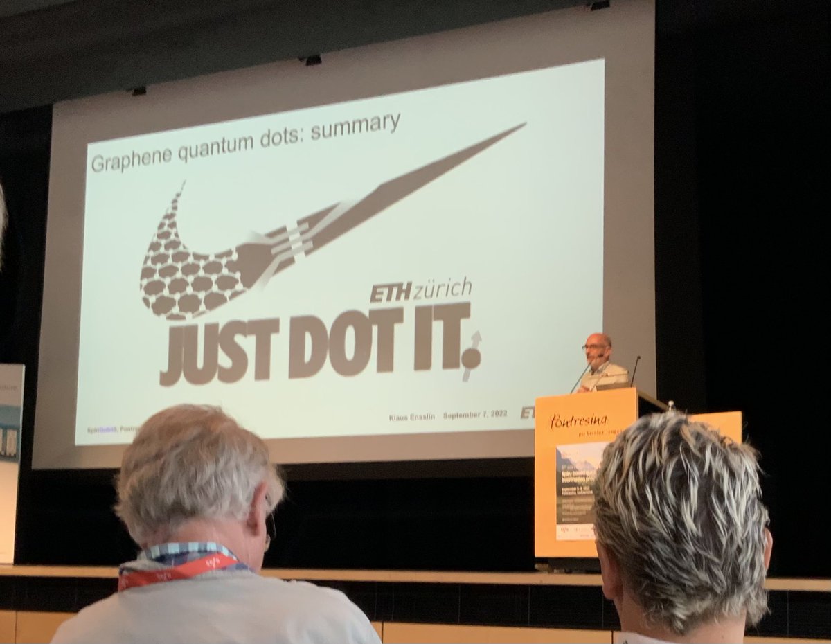 AndreasAtETH's tweet image. Klaus Ensslin of ⁦@NCCR_QSIT⁩ ⁦@nccrSpin⁩ ⁦@ETHQuantumCntr⁩ ⁦@ETH_physics⁩ ⁦@ETH_en⁩ just dotting it at the #SpinQubit5 conference in #Pontresina , #Switzerland.