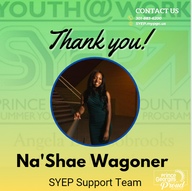 PGCSYEP's tweet photo. #PGCSYEP – Meet Youth@Work Talent Pipeline participant Na'Shae Wagoner!   

Prince George’s County young adults are making a mark on the County! We are #PrinceGeorgesProud  #SYEPintern #ThankYou https://t.co/WpWzgWJoOE