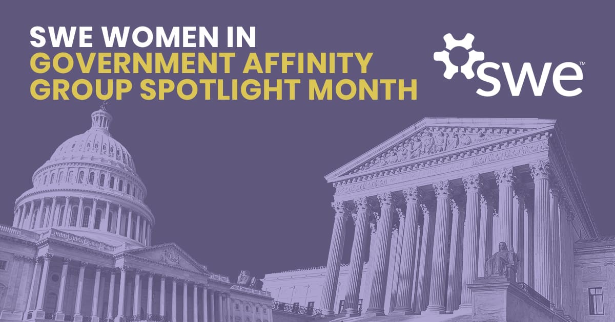 If you're a SWE member working in the public sector, the #SWEWomenInGovernment (WIG) Affinity Group provides support you may need. The WIG AG plans to meet monthly on Sunday afternoons. Learn more and view upcoming meetings here: bit.ly/3RzgvBo #SWEAffinityGroups