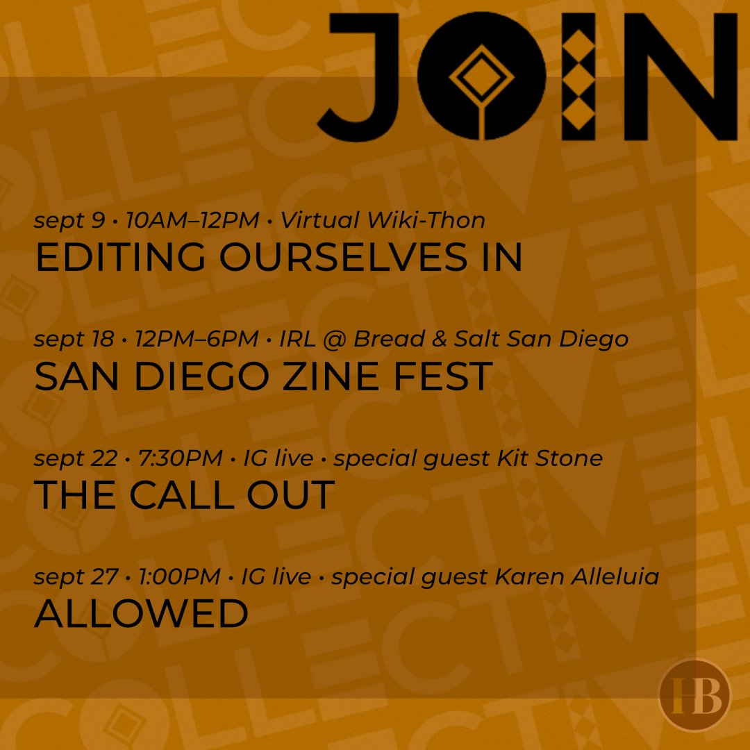 hellobarkada's tweet photo. Fri 9/9, 10am–12pm PT, I'm hosting Editing Ourselves in, a Wiki-thon to boost the Wikipedia presence of #artists/#writers who are #BIPOC, #LGBTQ+, #disabled, #intersectional. If you'd like to volunteer edit, pls register: https://t.co/1K0IVZAFtn

#HelloBarkada #CollectivelyHB https://t.co/aOLIV815ea
