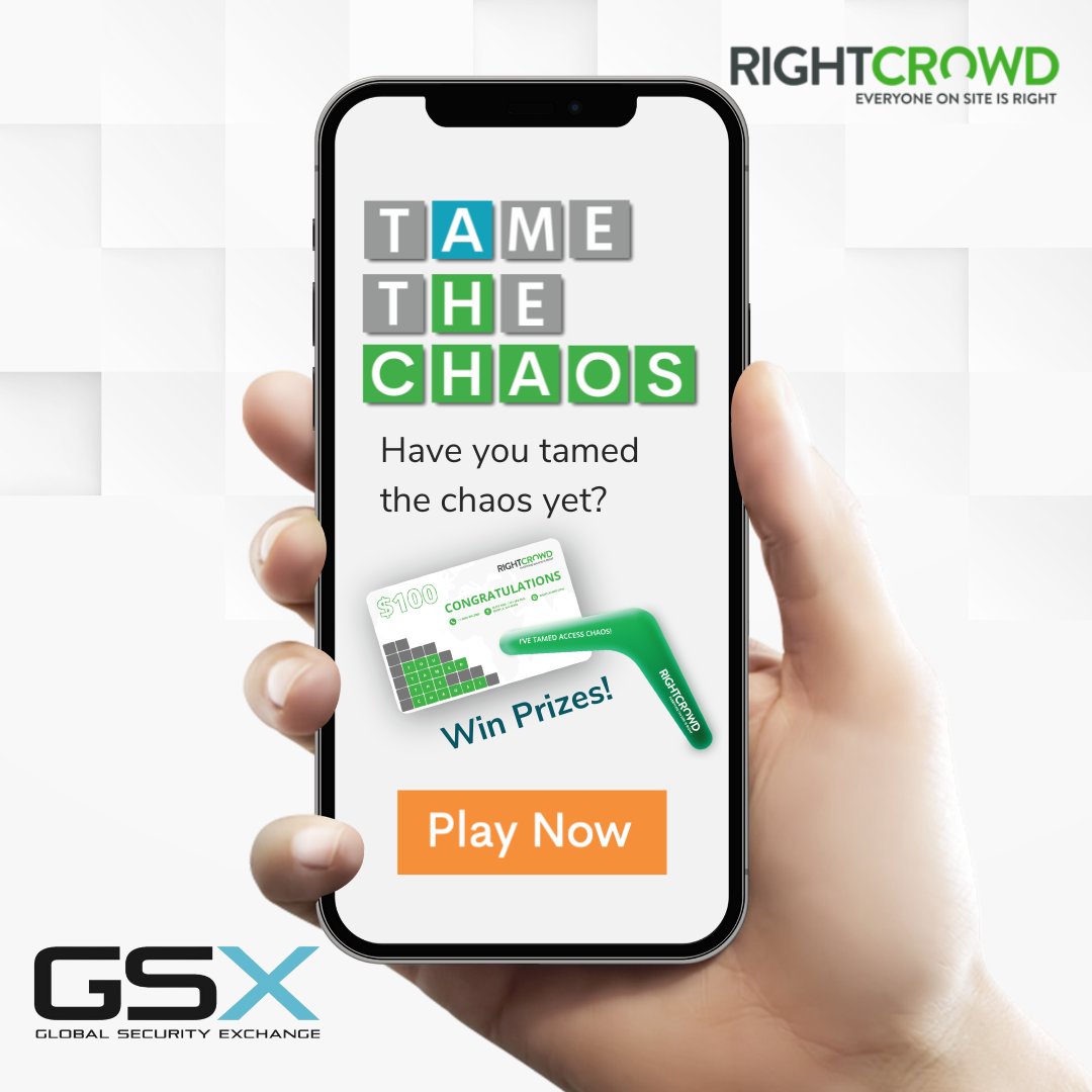 RightCr0wd's tweet photo. You're invited! Play Tame the Chaos and solve a new puzzle every hour at GSX. The first to arrive at RightCrowd booth (4048) with each answer will win a $100 AMEX gift card! Text CHAOS to 877-299-0277 to enroll today. Learn more here: https://t.co/3j0NVsTCxv 

#gsx2022 https://t.co/g3KwNWgSjg