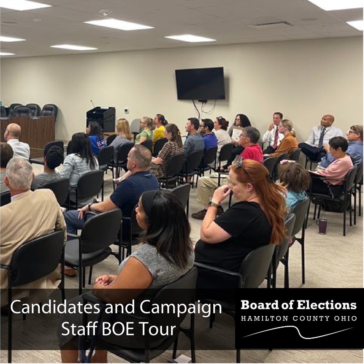 VoteHamCoBOE's tweet photo. It was a pleasure having local candidates and campaign staff join us for a tour of the BOE. Campaigns play a vital role in the elections process, and we were excited to share how we administer free and fair elections. https://t.co/tu4vpZ2Cvz