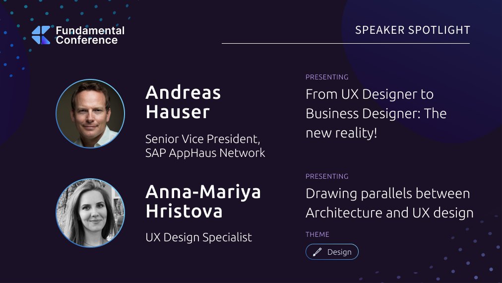 fundamental_lib's tweet photo. How do design, business, and architecture cross paths in an enterprise? #SAP 's own Andreas Hauser and Anna-Mariya Hristova will let you in on their perspectives at #FundamentalConf

Find out more on the #SAPAppHausNetwork and #SAPDesign at this year's upcoming sessions! https://t.co/19wwUnJr8h