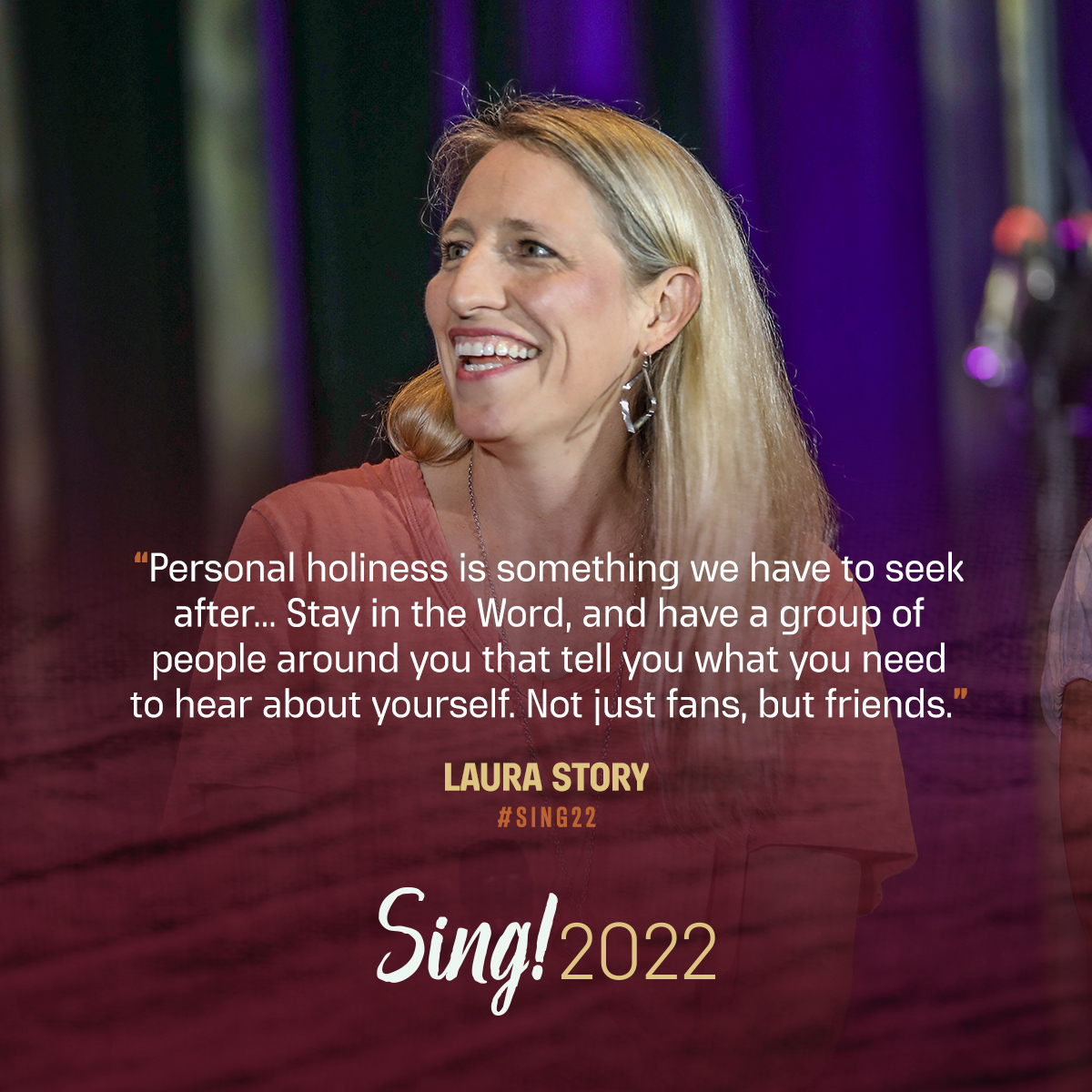 gettymusic's tweet photo. "Personal holiness is something we have to seek after... Stay in the word, and have a group of people around you that tell you what you need to hear about yourself. Not just fans, but friends." - @LauraStoryMusic at #Sing22 https://t.co/zIyZjB1Pgp