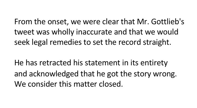 Statement on behalf of Casey Close: