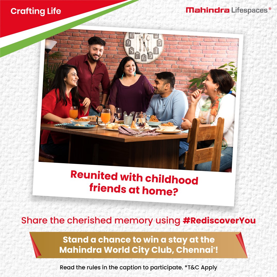 life_spaces's tweet photo. #ContestAlert
What was it like to reunite with your childhood friend? 

- Share your stories with a post using #RediscoverYou on your public Facebook, Instagram, or Twitter account
- Tag Mahindra Lifespaces and follow us on all our handles

*T&amp;C: https://t.co/onNt85HIxF https://t.co/UO6XhV7hE3