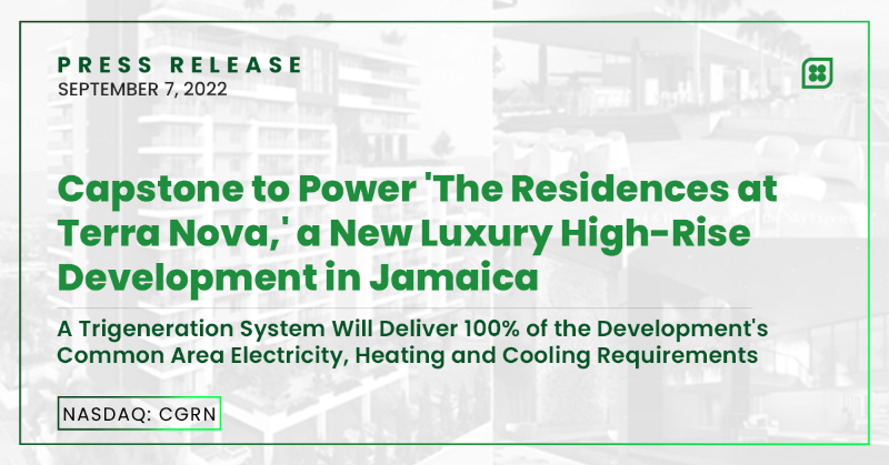 CapstoneEnergy's tweet photo. 📢 @CGRNEnergy (NASDAQ: $CGRN) to Power 'The Residences at Terra Nova,' a New Luxury High-Rise Development in Jamaica.
#Capstone #GreenEnergy #HighRise #FactoryProtectionPlan #CCHP #Trigeneration #EnergySolution