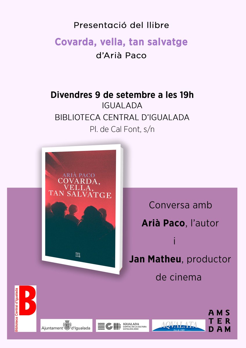 Us convidem a la presentació del llibre COVARDA, VELLA, TAN SALVATGE d'Arià Paco - mailchi.mp/8895e3101c80/u…