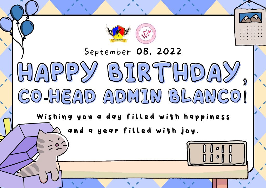 writersphorg's tweet photo. Happy Birthday, Co-Head Admin (@SettrighLeblanc)! This day has been something you've been waiting for years. May you continue to be the person you are now. Your WritersPH family wishes you a year that ends with accomplishing all the great goals that you have set!

#WPHBirthdays https://t.co/KaT1BJsMvJ