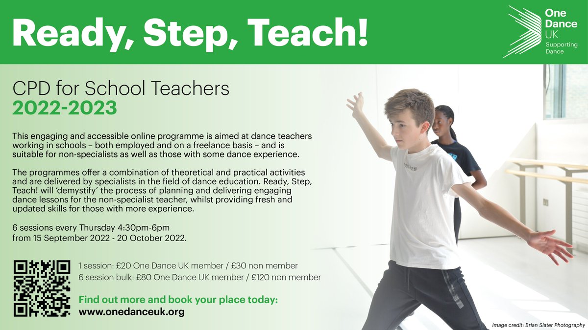 onedanceuk's tweet photo. Start the new academic year right and sign up now for Ready, Step, Teach! 🕺💃👩‍🏫

Online CPD ideal for anyone delivering dance in primary or secondary settings, the sessions will equip you to deliver high-quality dance!

Book now 👉 https://t.co/cM94PSHYeS https://t.co/htD7MfPntu