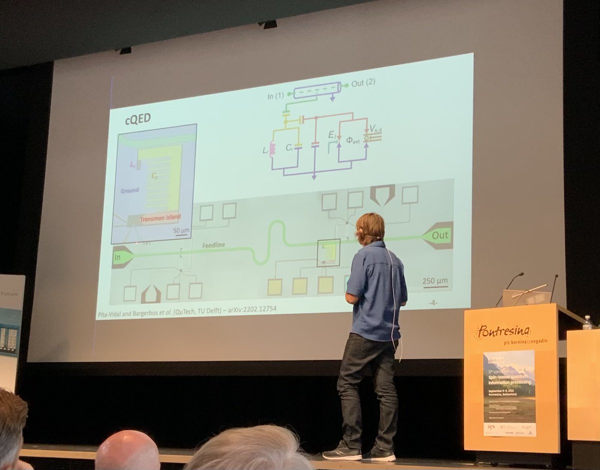 AndreasAtETH's tweet image. Leo Kouwenhoven @QuTech_news @tudelft presenting nice #quantum dot circuit QED work with @qudev @ETH_physics @ETH_en alumni Christoan Kraglund Andersen and @arnobargerbos at #SpinQubit5 @nccrSpin at #Pontresina.